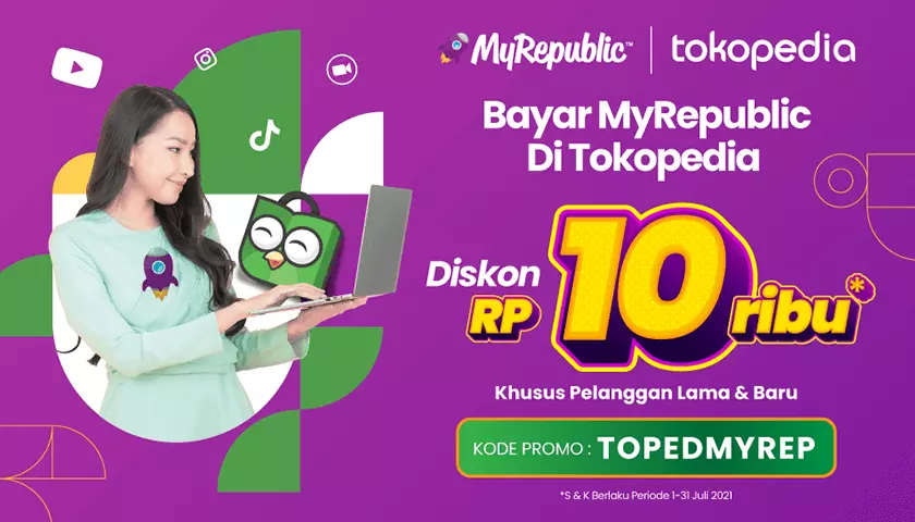 Promo diskon 10 ribu Tokopedia MyRepublic Malang